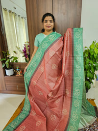 Semi Tussar with Striped Zari Weaving Saree - Maroon with Green