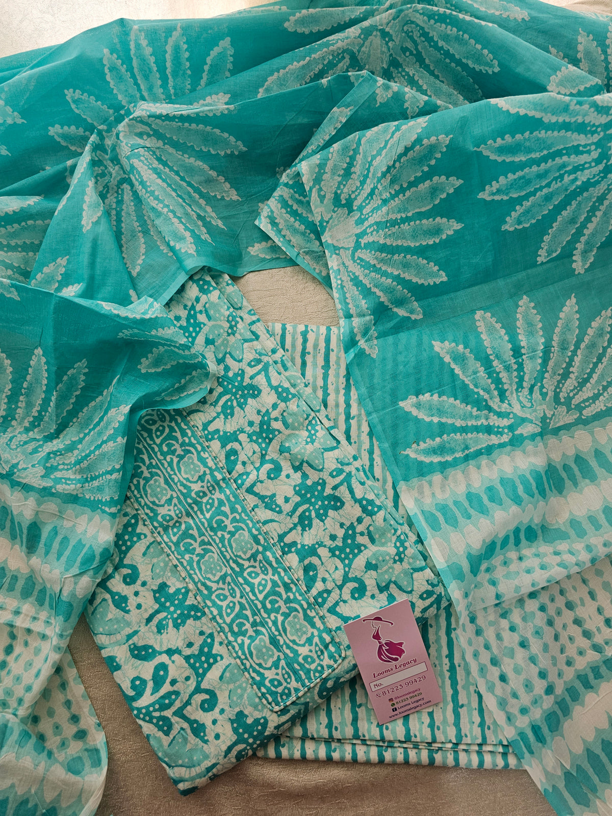 Soft Cotton Unstitched Salwar Suit - Blue