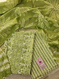 Soft Cotton Unstitched Salwar Suit - Green