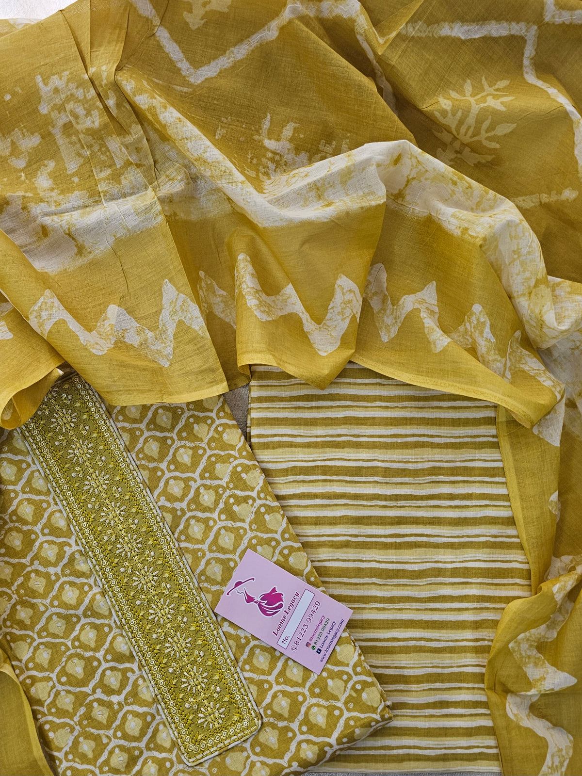 Soft Cotton Unstitched Salwar Suit - Mustard Yellow