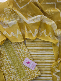 Soft Cotton Unstitched Salwar Suit - Mustard Yellow