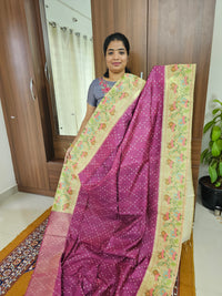 Semi Tussar Digital Prints with Contrast Paithani Border -  Purple