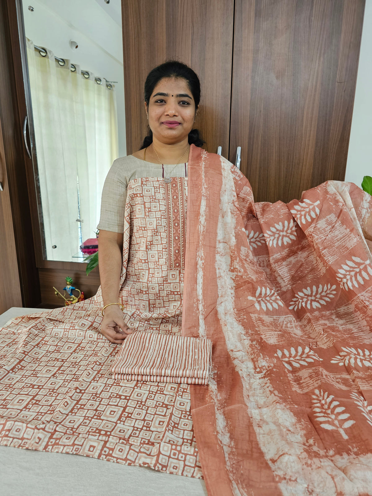 Soft Cotton Unstitched Salwar Suit - Onion Pink