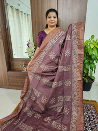 Bhagalpuri Silk Viscous with Batik Prints  - Maroon Shade