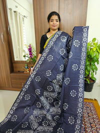 Bhagalpuri Silk Viscous with Batik Prints -  Navy Blue