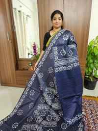 Bhagalpuri Silk Viscous with Batik Prints -  Navy Blue