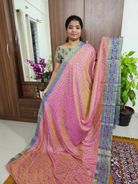 Soft Patola Sarees with Small Border - Pink with Violet