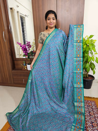 Soft Patola Sarees with Small Border - Blue with Green