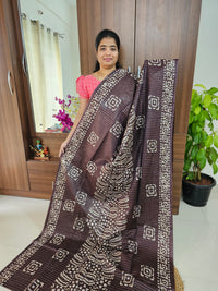 Bhagalpuri Silk Viscous with Batik Prints -  Brown