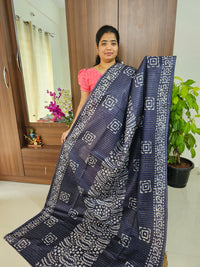 Bhagalpuri Silk Viscous with Batik Prints -  Navy Blue