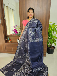 Bhagalpuri Silk Viscous with Batik Prints -  Navy Blue