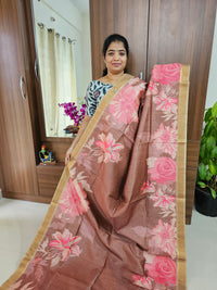 Semi Tussar Kalamkari Digital Printed Saree - Onion Pink