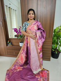 Semi Tussar Kalamkari Digital Printed Saree - Purple