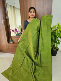 Semi Raw Silk - Green with Maroon
