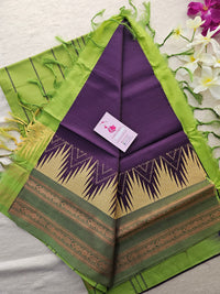 Violet with Green Pallu Chinnalampattu Korvai Border Saree