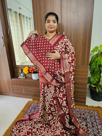 Semi Tussar Georgette with Zari Woven Saree Border - Maroon