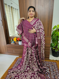 Semi Tussar Georgette with Zari Woven Saree Border - Purple