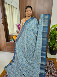 Semi Tussar Georgette with Zari Woven Saree Border - Blue
