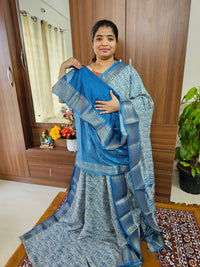Semi Tussar Georgette with Zari Woven Saree Border - Blue