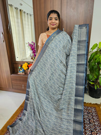 Semi Tussar Georgette with Zari Woven Saree Border - Grey