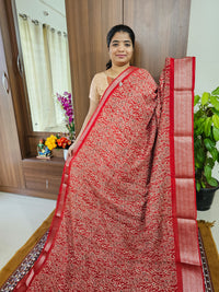 Semi Tussar Georgette with Zari Woven Saree Border - Dark Red