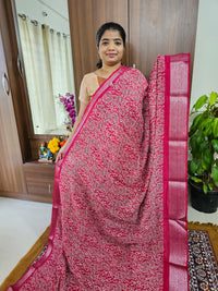 Semi Tussar Georgette with Zari Woven Saree Border - Dark Pink