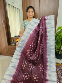Bhagalpuri Silk Viscous with Sequence Weaving Pallu - Dark Purple with Grey