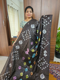 Bhagalpuri Silk Viscous with Sequence Weaving Pallu - Black with Red