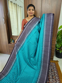 Semi Tussar with Digital Printed Saree - Sea Green with Dark Grey