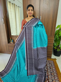 Semi Tussar with Digital Printed Saree - Sea Green with Dark Grey
