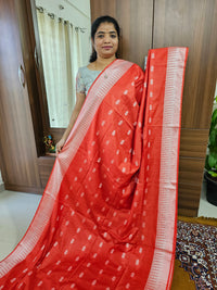 Bhagalpuri Silk Viscous Saree  - Red with Blue