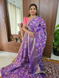 Semi Tussar with Digital Printed Saree - Purple