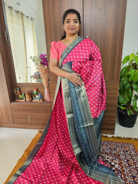 Semi Tussar with Digital Printed Saree - Pink with Dark Grey