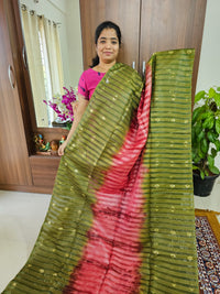 Bhagalpuri Silk Viscous Noil Saree -Onion Pink with Green