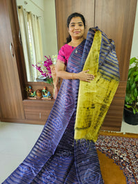Bhagalpuri Silk Viscous Noil Saree - Violet with Yellowish Green