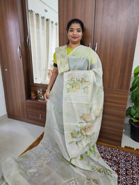Tissue Saree - Lime Green