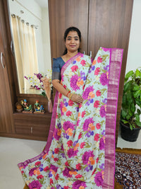 Silk Georgette Saree with Soft Zari Weaving Checks - Pink