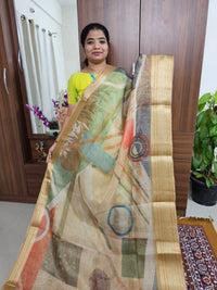 Tissue Linen Saree - Yellow