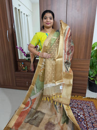 Tissue Linen Saree - Yellow
