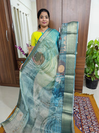 Tissue Linen Saree - Sea Green
