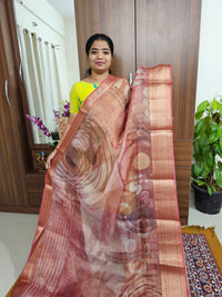 Tissue Linen Saree - Onion Pink