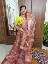 Tissue Linen Saree - Onion Pink