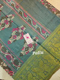 Soft Patola Sarees Kanjivaram Pattern Long Border- Green