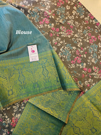 Soft Patola Sarees Kanjivaram Pattern Long Border- Green