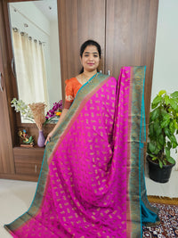 Semi Banarasi Silk Saree - Pink with Blue