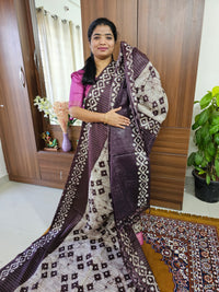 Bhagalpuri Silk Viscous with Sequence Weaving Pallu - Dark Brown