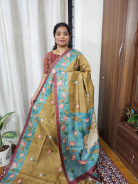 Semi Tussar with Striped Zari Weaving Saree - Mustard Yellow