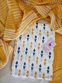 Soft Cotton Unstitched Suit - Yellow