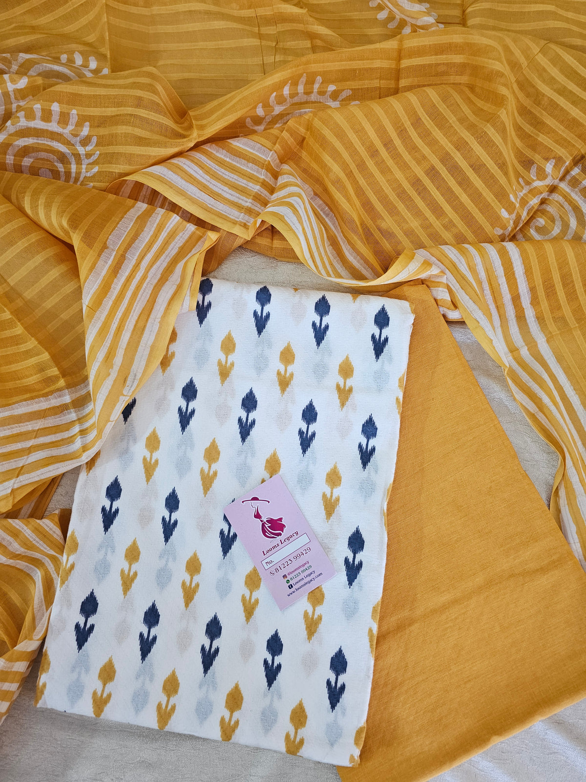 Soft Cotton Unstitched Suit - Yellow