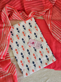 Soft Cotton Unstitched Suit - Pink